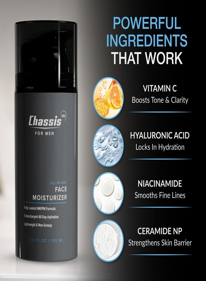 شاسيه مرطب الوجه المتكامل من شاسيس 360 - مرطب وجه للرجال غني بفيتامين سي، والنياسيناميد سي، وحمض الهيالورونيك - خالٍ من الفثالات والبارابين والريتينول - لوشن للوجه - 3.4 أونصة سائلة - Image 4